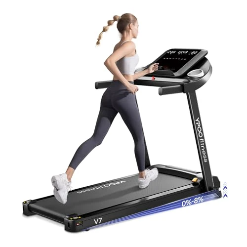 Offerta a tempo: YPOO Tapis roulant per casa, tapis roulant pieghevole con inclinazione dell'8%, pedana per camminare 12 km/h, tapis roulant pieghevole a basso rumore con ampia area di corsa, capacità 140 kg - 48% da 339.99 € a 178.49 €