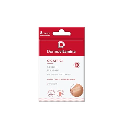 Offerta a tempo: Dermovitamina Cicatrici Cerotti Idrocolloidali - 8 Patch Trasparenti, Impermeabili, Tagliabili - Per Cheloidi e Segni Ispessiti - Cerotti Cicatrici - Idratazione di Ferite Chiuse e Cicatrizzate - 25% da 20.90 € a 15.75 €