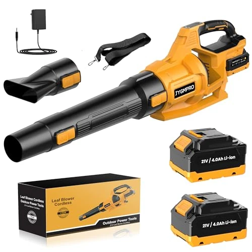 Offerta a tempo: JYGMPRO Soffiatore a Batteria, 21V Soffiatore Foglie Elettrico con 2 Batteria da 4,0Ah, 3 Velocità Regolabili, 2 Ugelli, Tracolla per Foglie, Neve, Polvere e Detriti - 31% da 125.98 € a 86.63 €