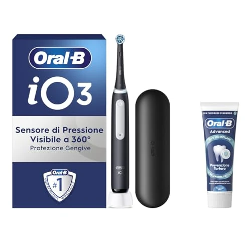 Limitiertes Angebot: Oral-B Wiederaufladbare elektrische Zahnbürste iO 3 Schwarz mit 1 Ersatzkopf, 1 Reiseetui + 1 Zahnpasta Oral-B Advanced Zahnsteinprävention, neue Version von 132.44 EUR auf 132.44 EUR (Spare 0%)