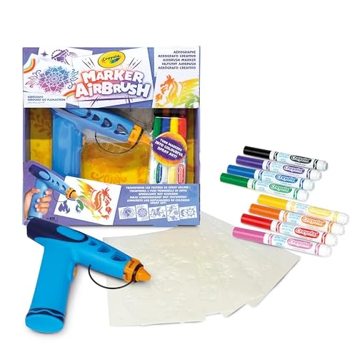Zeitlich begrenztes Angebot: CRAYOLA Marker Airbrush - Kreative Airbrush für Kinder mit 8 abwaschbaren Filzstiften und 5 Schablonen - Lernspielzeug für kreativen Spaß, ab 6 Jahren, 74-7696 von 31.99 € auf 31.99 € (0.00% Rabatt)