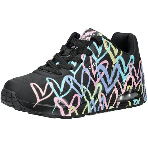 Offre limitee: Skechers Baskets Uno Spread The Love pour Femme, Noir Violet Turquoise Durabuck Black Mesh, 36.5 EU de 99.95 EUR a 66.50 EUR (economie 33%)