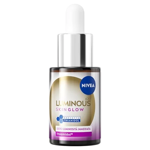 Offerta a tempo: NIVEA Luminous630 Skin Glow Siero Viso Luminosità Immediata 15 ml, Siero antimacchia viso idratante per un incarnato uniforme e luminoso, Face serum con Niacinamide, Aloe Vera e Thiamidol brevettato - 71% da 9.99 € a 2.88 €