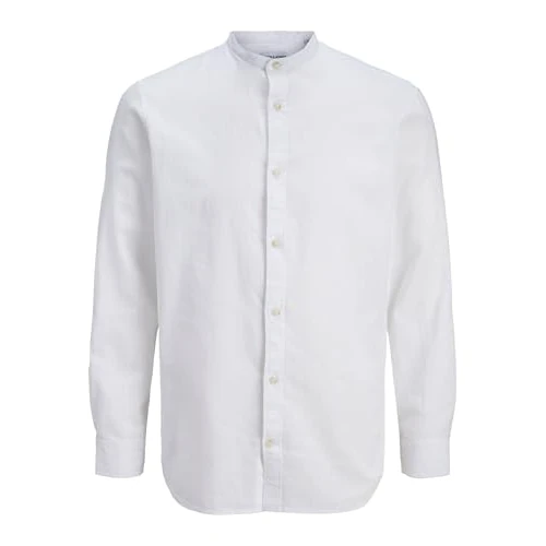 Limited-time offer: JACK & JONES Jjesummer Linen Blend Band Shirt L/S SN, White, S Men, White, S from 35.00 £ to 31.21 £ (save 11%)