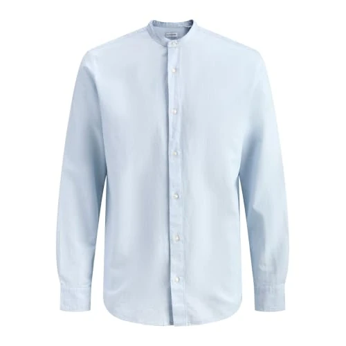 Oferta limitada: Jjebreeze Linen Blend Band Shirt L PLS, Talla Grande, Azul Celestial., 3XL de 27.98 € a 27.98 € (ahorro 0.00%)