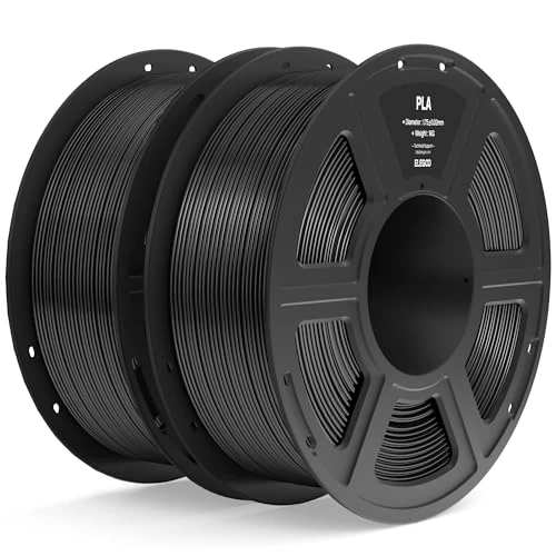 ELEGOO Filamento PLA 1,75mm Nero 2KG, Filamento per Stampante 3D, Precisione Dimensionale ±0,02mm, Bobina da 1kg (2,2lbs), Compatibile con la Maggior Parte delle Stampanti 3D