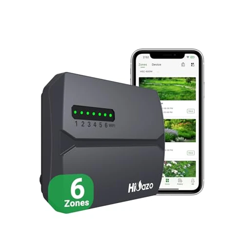 Offerta a tempo: HiOazo Centralina irrigazione WiFi 6 zone, 16 programmi di irrigazione, salti meteorologici intelligenti, calcolo dell'acqua, irrigazione manuale, centralina per irrigazione giardino, serra, HSC-600W - 0.00% da 75.99 € a 75.99 €