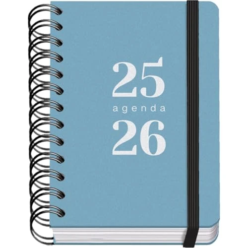 Limited-time offer: Dohe - School Planner 2025 2026 - Day per Page, A6 Size (12x17 cm), Spanish and English, September to June, Double Spiral Binding and Elastic Band, Flexible Cover, 4 Sticker Sheets - GRAMMAR Blue from 7.19 £ to 3.49 £ (save 51.46%)