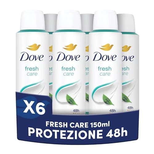 Offerta a tempo: Dove Deodorante Spray, Dove Classic Care Fresh, Deodorante Antitraspirante Spray, Protezione Fino a 48 Ore, con 1/4 di Crema Idratante, Formula Delicata, Deodorante Uomo e Donna, 6 Pezzi da 150 ml — 32% da 19,74 € a 13,40 €