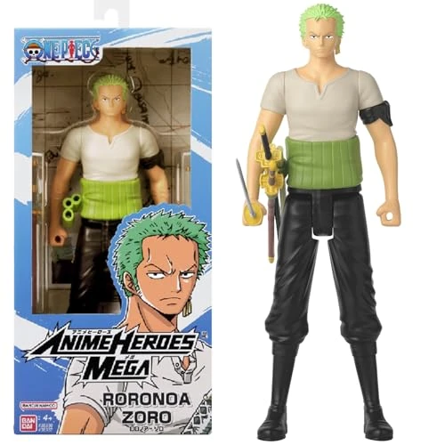 Bandai - Anime Heroes - One Piece - Anime Heroes Mega figuur 30 cm Zoro - Groot figuur met gewrichten Roronoa Zoro - Officiële licentie uit één stuk - Speelgoed voor kinderen vanaf 4 jaar - 38332