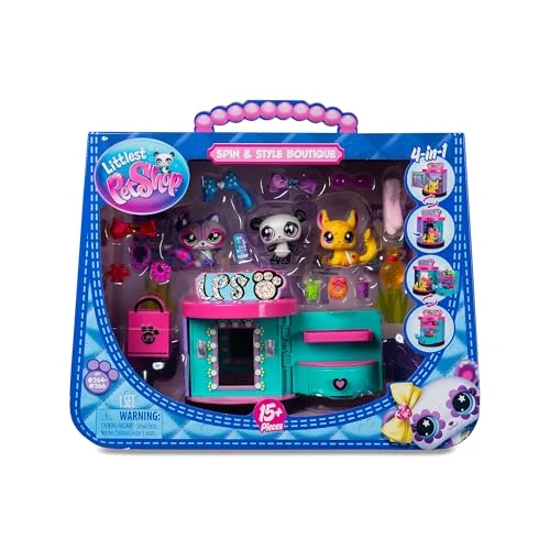 Littlest Pet Shop - Sweet and Style Box - 4-in-1 Shop - Pak met 3 dieren, 15 accessoires, 1 kaart, 1 Roblox-code - minifiguren dieren om te verzamelen - speelgoed voor kinderen vanaf 4 jaar - BF00722