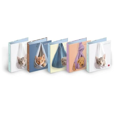 Pigna, Notebook with Rings A4 Sweet Puppies, Assorted Subjects, Ring Notebook, Organization of School Notes and/or Documents, Size 27 x 32 cm, Pack of 5