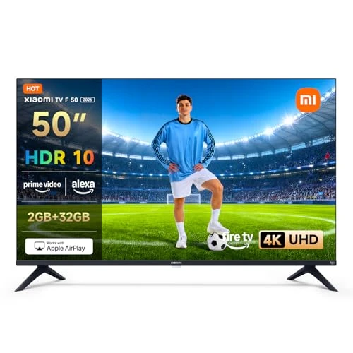 Oferta limitada: XIAOMI TV F 50, 50 Pulgadas (127 cm), 4K UHD, Smart TV, Fire OS8, Control por Voz Alexa, HDR10, MEMC, Modo Game Boost 120Hz, 2GB+32GB, Compatible con Apple AirPlay de 299.00 € a 283.00 € (ahorro 5%)