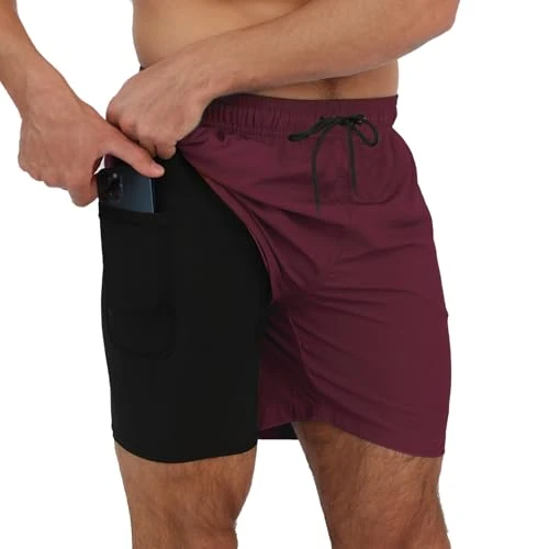 Offerta a tempo: Arcweg Costume da Bagno da Uomo con Boxer Slip Foderato Pantaloncini da Bagno Fodera a Compressione 2 in 1 Pantaloncini da Spiaggia con Tasca con Cerniera Surf 4XL(EU) - 18% da 28.99 € a 23.74 €
