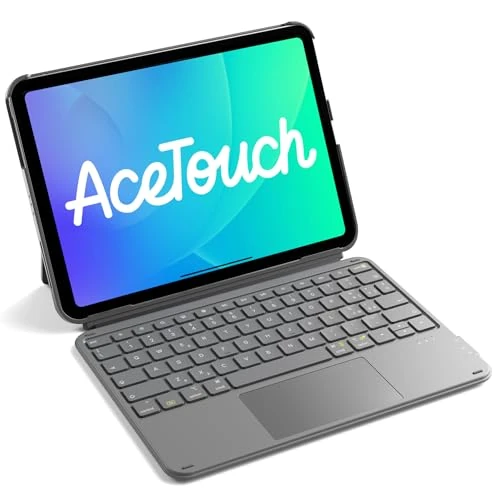 Inateck Funda Teclado para iPad 11a/10a Gen, iPad 10a (10.9")/11a Gen (2025 A16), Air 11" M3/M2, Air 6/5/4a, Pro 11 4a-1a, Teclado Ultralight Desmontable con Touchpad, Gris AceTouch
