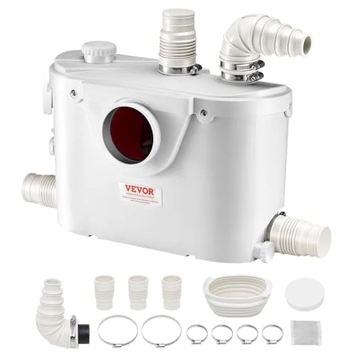 Offerta a tempo: VEVOR Pompa Maceratrice per WC, 500 W, Prevalenza 8 m, con 4 Ingressi per l'Acqua, Macchina per lo Smaltimento delle Acque Reflue per WC, Seminterrato, Doccia, Lavandino, Lavanderia - 5% da 101.90 € a 96.90 €