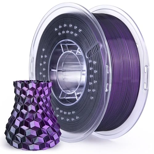 Offerta a tempo: ELEGOO Filamento Seta PLA 1,75 mm Due Colori Nero Viola 1 KG, Silk PLA Filamento per Stampante 3D Precisione dimensionale +/- 0,02 mm Filamento Adatto alla maggior parte delle Stampanti 3D FDM - 43% da 30.00 € a 17.14 €