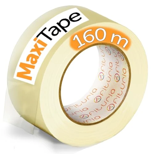 OFITURIA Nastro adesivo per imballaggio trasparente per imballaggio di scatole di cartone di spedizioni, matrimoni, prodotto per confezioni sicure (36mmx160mts - Transparente, 1 Rollo)