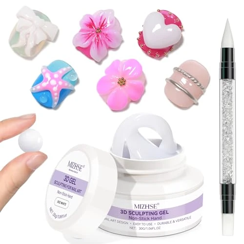 Zeitlich begrenztes Angebot: MIZHSE Weiß 3D Skulptur Nail Gel 30g 3D Gel Nail Art für Modellierung von 9.99 € auf 9.99 € (0.00% Rabatt)