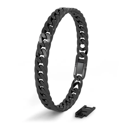 Offerta a tempo: SERASAR Bracciale Uomo Acciaio Inox Catena Intrecciata Nera Accessori 20cm - 35% da 34.99 € a 22.60 €