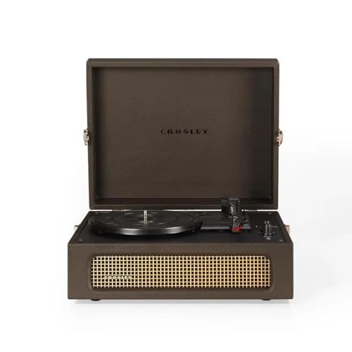 Crosley Voyager - Tocadiscos portátil, reproductor de discos Bluetooth, reproductor de vinilo de maleta de 3 velocidades, tocadiscos para el hogar para discos de vinilo, altavoces estéreo integrados y