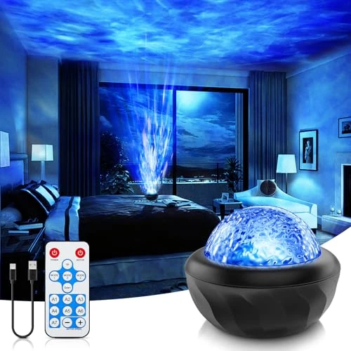 Tijdelijke aanbieding: Fokky Sterrenhemelprojector voor kinderen en volwassenen, watergolven, Galaxy projector met 7 lichtkleuren en afstandsbediening, Aurora lamp, nachtlampje, feest- en kamerdecoratie, perfecte van 20.99 EUR naar 20.99 EUR (korting 0%)