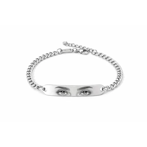 Vero Bijoux Bracciale con foto incisa occhi con fotografia personalizzata - Bracciale con foto incisione - Incisione laser nitida e perfetta - Made in Italy