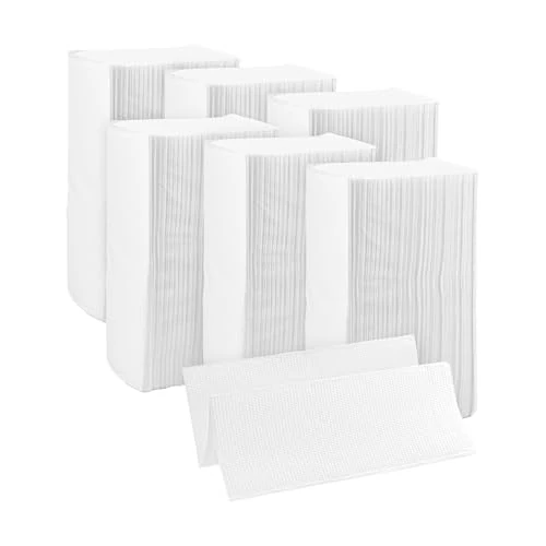 IMBALLAGGI 2000 Serviettes jetables en papier jetables pliées en Z – 6 paquets x 150 pièces, pure cellulose 2 voiles doux absorbants, lingettes distributrices universelles, 24 x 21 cm (900 serviettes)