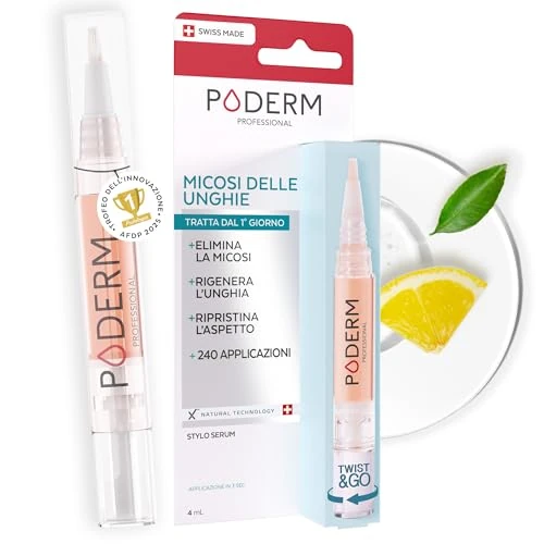 Poderm Nail Fungus Serum Pen - Developed by a Podiatrist - Made in Switzerland - Supplend Pen for Toenails & Fingernails - Treatment for Fungus & Damaged Nails - Nail Care