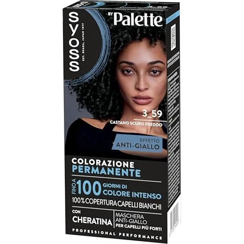 Offerta a tempo: Syoss by Palette Colorazione Permanente 3-59 Castano Scuro Freddo, Colorazione capelli permanente con Cheratina, per 100% copertura dei capelli bianchi e fino a 100 giorni di colore intenso - 25% da 7.49 € a 5.59 €