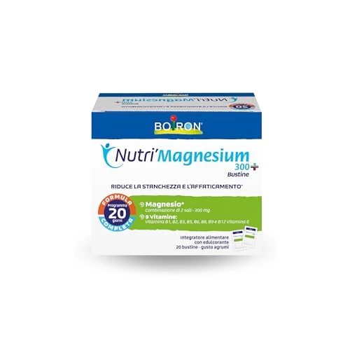 Nutri'Magnesium 300+ saszetek - Suplement diety z magnezem, witaminami B i E, zmniejsza zmęczenie, smak cytrusów, bez glutenu i laktozy, odpowiedni dla wegan - opakowanie 20 saszetek (1 x 20)