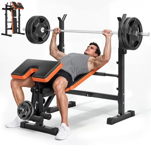 Multifonction Gymnase Maison avec Rack Gym, Banc Plat Balancier, Banc Abdominal avec leg extension leg curl - arm curl - porte (noir)