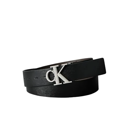 Calvin Klein Herren-Gürtel mit Schnalle, 35 mm, ADJ/REV LV04D7049G, Schwarz (Schwarz/CK Dunkelbraun/Antiksilber), 90, Schwarz (Schwarz/Dunkelbraun/Antik-Silber), 90 cm