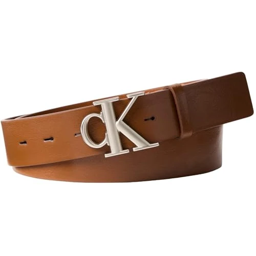 Calvin Klein Monogram Buckle 35Mm Lv04D7016G Cinturones, Brown (CK Cognac/Pewter), # para Hombre