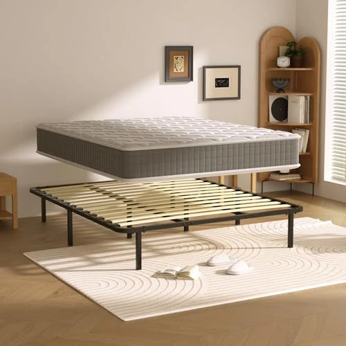 Offerta a tempo: DEWINNER Materasso a Memoria 25cm + Rete a Doghe 160x190cm, Alto 35cm, con 8 piedi, 13 doghe, Facile da montare, Ortopedico, Antiacaro, Grigio，Letto Matrimoniale - 0.00% da 228.99 € a 228.99 €