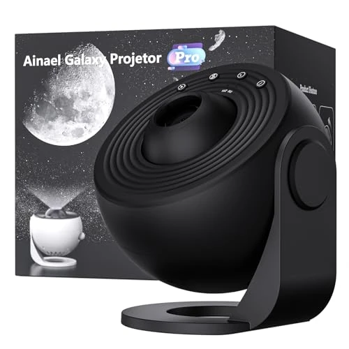 Offerta a tempo: Ainael Proiettore Galassia, Proiettore Stelle Soffitto Planetaria Cielo Stellato Luce Notturna con 3 Diapositivas de Vidrio HD, Galaxy Projector Pro per Bambini Adulti Camera Regalo (Negro) - 37% da 59.99 € a 37.99 €