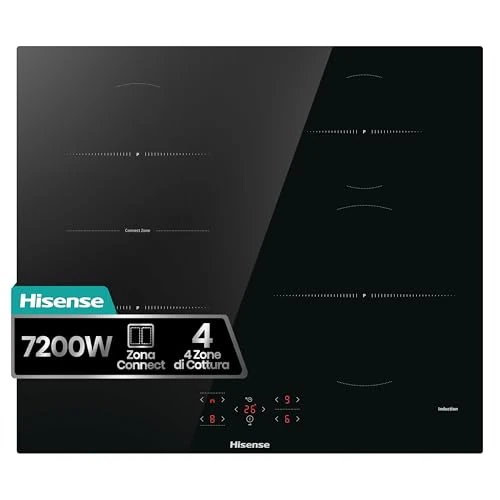 Hisense HI621FM kuchenka indukcyjna, 4 strefy gotowania z funkcją mostka i funkcją pomostu, funkcja Power Boost, timer gotowania, wskaźnik ciepła resztkowego, czarny, 595 x 54 × 520