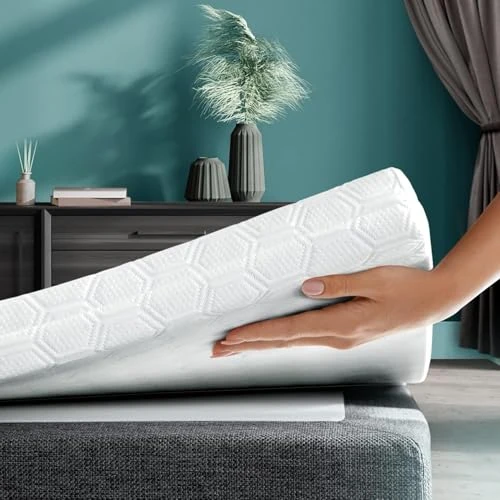 WENDRE Duvet cover 140x190 cm for Box Spring Bed - Cooling Mattress Topper of 7 cm Cold Foam - Comfortable and Breathable Mattress Topper 200x200