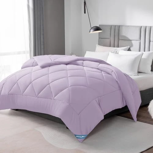 WAVVE Duvet for Double Bed Four Seasons 260 x 240 cm – Duvet 240 x 260 cm Winter Autumn – Synthetic Microfibre Quilt 260 x 240 cm, Purple
