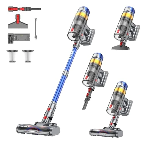 Sulean X8 Battery Vacuum Cleaner 48000Pa/580W/70Min, Wireless Freestanding Vacuum Cleaner with Smart Display, Battery Vacuum Cleaner with 1.6L Dust Container, Anti-Tangle Floor Brush for Hard Floors