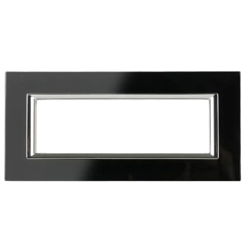 CILIA Placa de 4/6 módulos de vidrio templado compatible con Matix y soporte 504 506, varios 4 colores disponibles, apto para renovaciones domésticas e industriales, etc. (negro, 6 módulos)