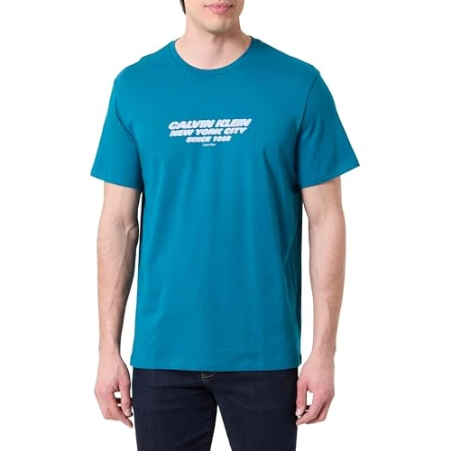 Calvin Klein SS 30S Whsl SP Cknyc Graphic Tee Lv04Re834G T-Shirts Graphiques, Blue (Teal Marine), M Homme