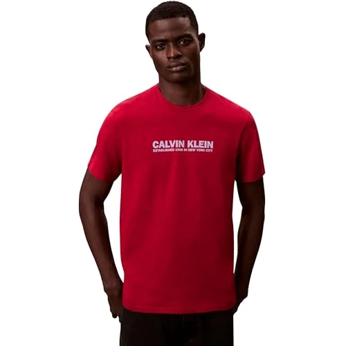 Oferta limitada: Calvin Klein Camiseta de Manga Corta Hombre con Cuello Redondo, Rojo (Scooter), M de 39.90 € a 21.95 € (ahorro 45%)