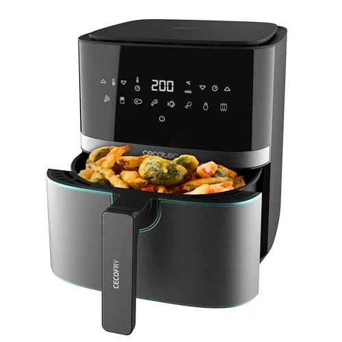 Cecotec Cecofry Full InoxBlack Pro 5500 Frytkownica bezolejowa 5,5 l, 1700 W, cyfrowa z wykończeniami ze stali nierdzewnej, pojemność 5,5 l i technologia PerfectCook