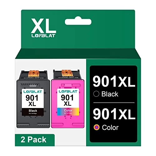 LOFBLAT 901 XL Compatible with HP 901 Printer Cartridges Officejet 4500 J4580 J4680 J4524 J4535 J4540 J4550 J4585 J4624 J4660 (Pack of 2, 1 Black 1 Colour)