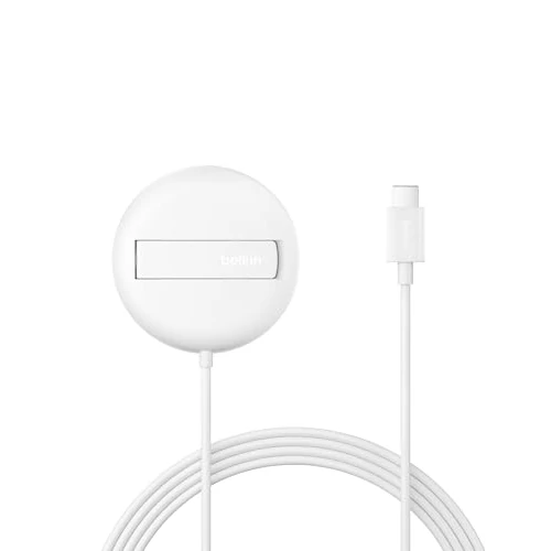 Offerta a tempo: Belkin Tappetino di ricarica wireless magnetica 15 W con supporto, caricatore wireless Qi2 compatibile con MagSafe per iPhone 16 Series, Samsung Galaxy S25 Series, AirPods (senza alimentatore), bianco - 36% da 21.99 € a 13.99 €