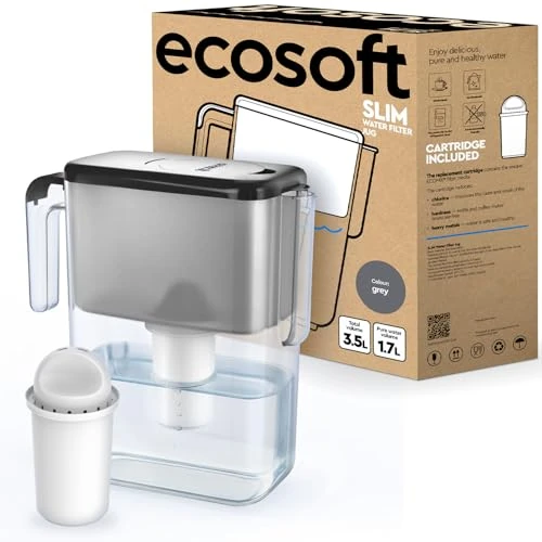 Oferta ograniczona: Ecosoft Slim dzbanek filtrujący wodę – kolor szary, pojemność 3,5 l, redukcja chloru i limonki, kompaktowa konstrukcja na lodówkę, z filtrem z 55.02 PLN na 55.02 PLN (zniżka 0%)