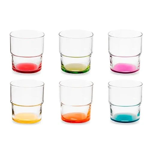 Offerta a tempo: Pasabahce – Set 6 Bicchieri Hill in Vetro con Fondo Colorato 30 cl – Colori Assortiti, Lavabili in Lavastoviglie, Design Moderno e Allegro - 20% da 25.79 € a 20.69 €