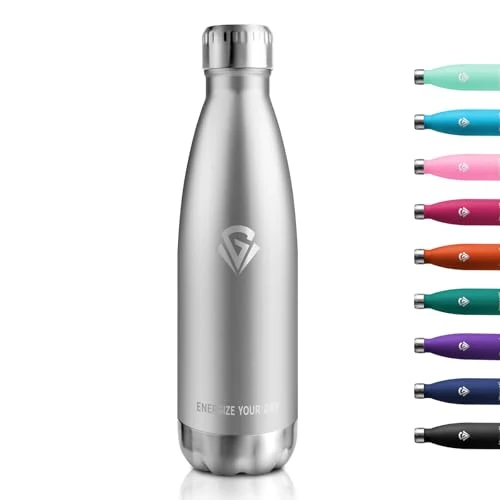 Offerta a tempo: Borraccia Termica 500ml, Borraccia Acciaio Inox, Bottiglia Acqua Riutilizzabile, Doppia Parete, Senza BPA, a Prova di Perdite, Bottiglia Termica per Bambini, Scuola, Ufficio, Sport, Viaggi, Campeggio - 0.00% da 15.73 € a 15.73 €