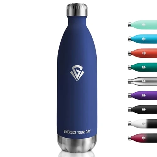 Butelka do picia 1000 ml, nadaje się do napojów gazowanych, izolowana, nie zawiera BPA, szczelna, próżniowa, termos, ze stali nierdzewnej, do uprawiania sportu, dorosłych, dzieci, piłki nożnej, na